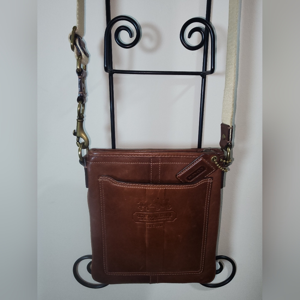Coach Whisky Brown Leather Horse Carriage Crossbody Purse 1941 Leatherware